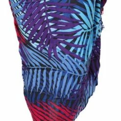 Korting 🔥 Om Namaste Sarong Pareo Saunadoek Wikkeljurk - 512 - Bamboe Bladeren - Blauw&Rood 😉