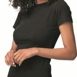 Hete verkoop 😍 Merkloos DONEX-Katoen-dameshemd Met Korte Mouwen-1 Pack-Onderhemd Dames-Cadeau Voor Dames-zwart-L 👍