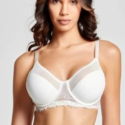 Kopen 🌟 Merkloos Gaspara Soft Padded Half Cup Tulle Plunge BH | Black Friday SALE - IVOOR - Maat 95C 😉