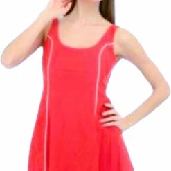 Begroting ❤️ Merkloos Badpakjurk Met Geïntegreerde Short - Zwemjurk 500 - Magenta - Maat/40 😉