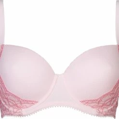 Promo 💯 After Eden D Cup & Up After Eden - 80E - D-Cup & Up Padded Wire Bra Two Tone Lace - Pink 🌟