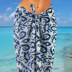Coupon โญ Happy Pareo Batik Blue - Blauw-witte Sarong Omslagdoek ๐