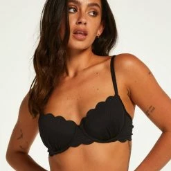 Beste Verkoop 😀 Hunkemöller Dames Badmode Voorgevormde Beugel 👙 Bikinitop Scallop - Zwart - Maat D85 😀 -lingerie-dames-badmode Winkel 550x660 183