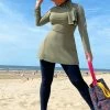 Hete verkoop 😀 Burkini BALI MOSS - XS Van MADAMME BK Paris Maat XS | Burqini | Burkini | Zwarte Bescheiden Zwemkleding Zwemset: Zwemtuniek, Zwemlegging & Zwemtulband Hijab Bescheiden Zwempak | Islamitische Badkleding | Modest Swimwear 😉