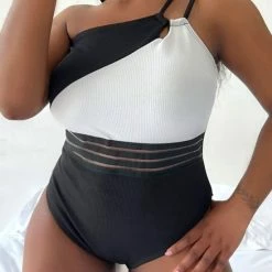 Goedkoop 👍 Merkloos Grote Maat Badpak Zwempak Zwart Wit Maat Eu 48 Xxxxl 4xl 👏