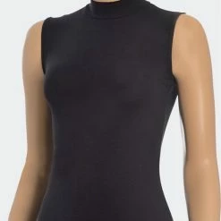 Goedkoop 🤩 Merkloos OTS Blazershirt Met Opstaande Kraag - Mouwloos - 96% Luxe Katoen - Zwart - L 😍 -lingerie-dames-badmode Winkel 550x719 2