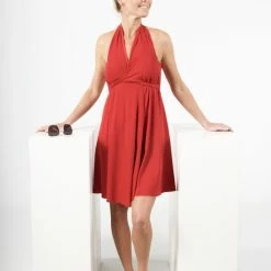 Aanbiedingen 😀 Donne Del Sole - Strandjurkje Capri Mini - Rood - Maat L/XL 🎉