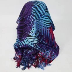 Korting 🔥 Om Namaste Sarong Pareo Saunadoek Wikkeljurk - 512 - Bamboe Bladeren - Blauw&Rood 😉 -lingerie-dames-badmode Winkel 550x825 20